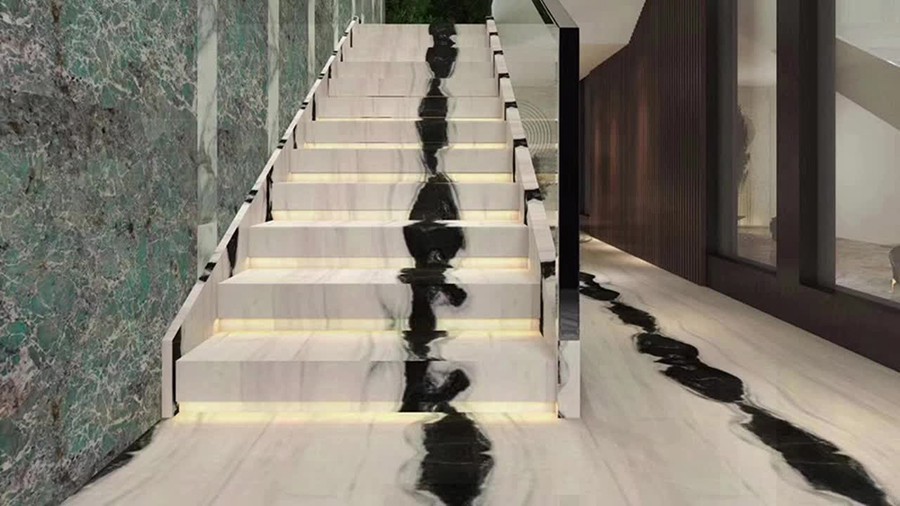 China Panda White Marble Stair